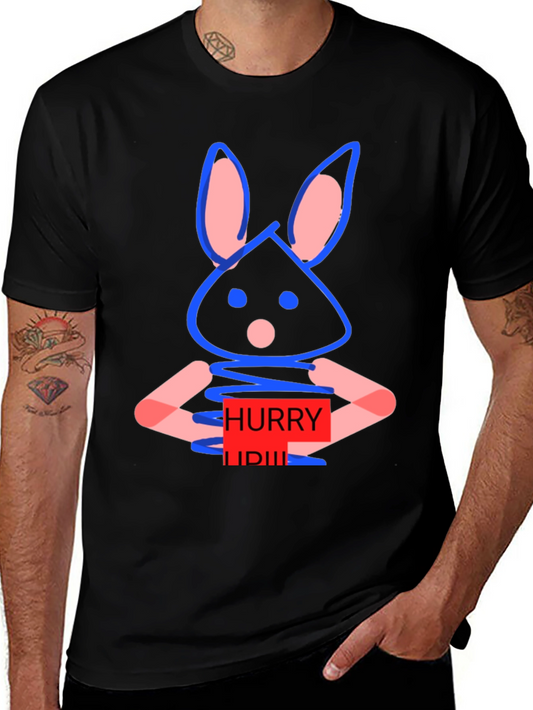 Whimsical Bunny Graphic Tee - Hurry Up! Design