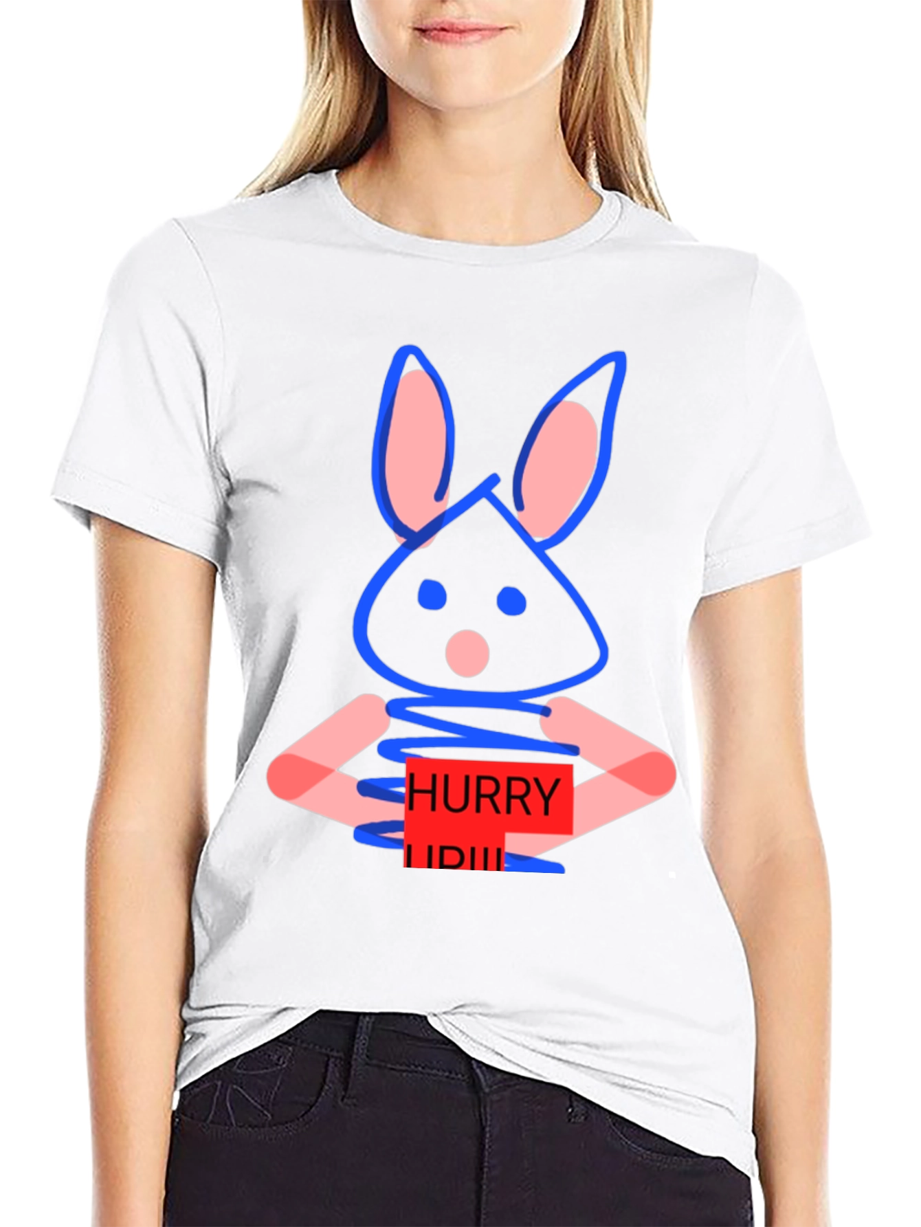 Whimsical Bunny Graphic Tee - Hurry Up! Design