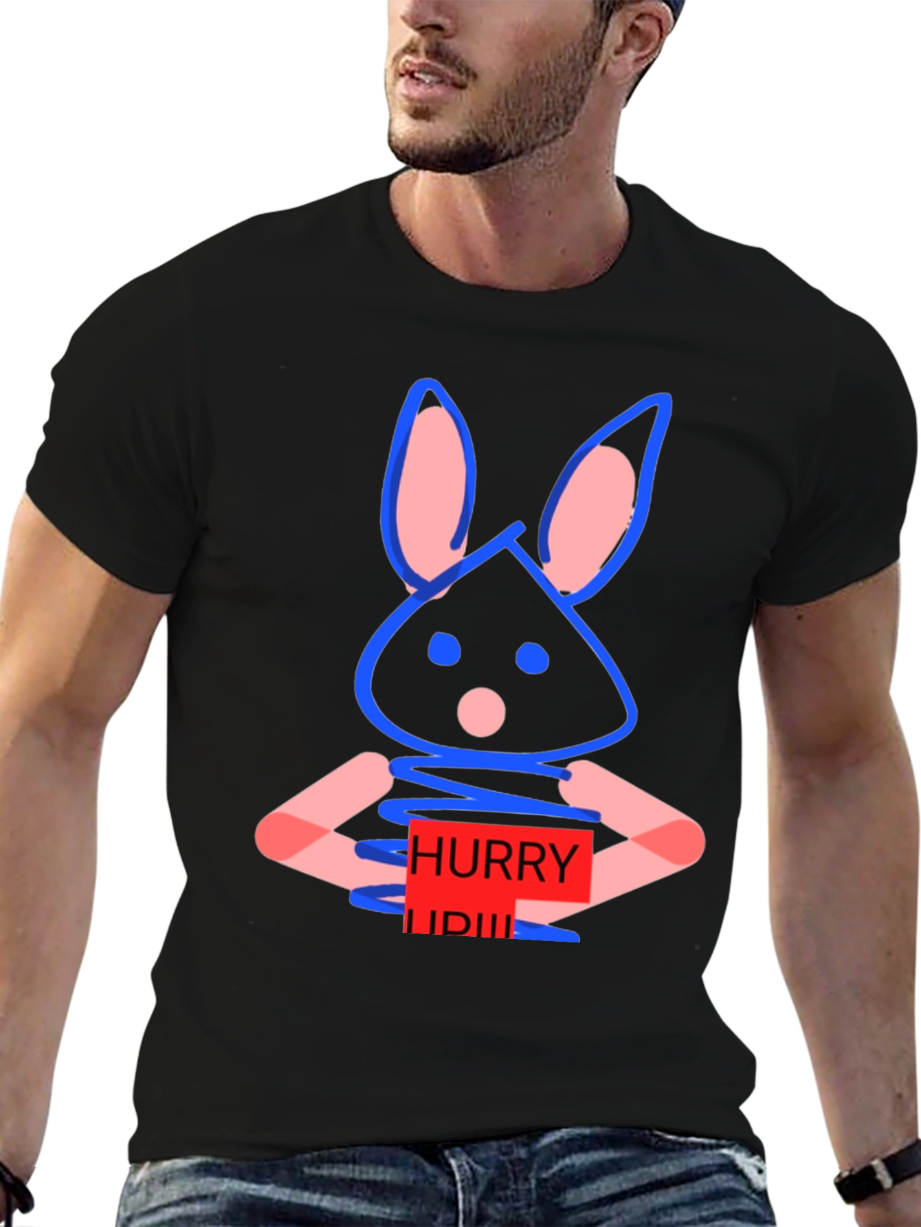 Whimsical Bunny Graphic Tee - Hurry Up! Design
