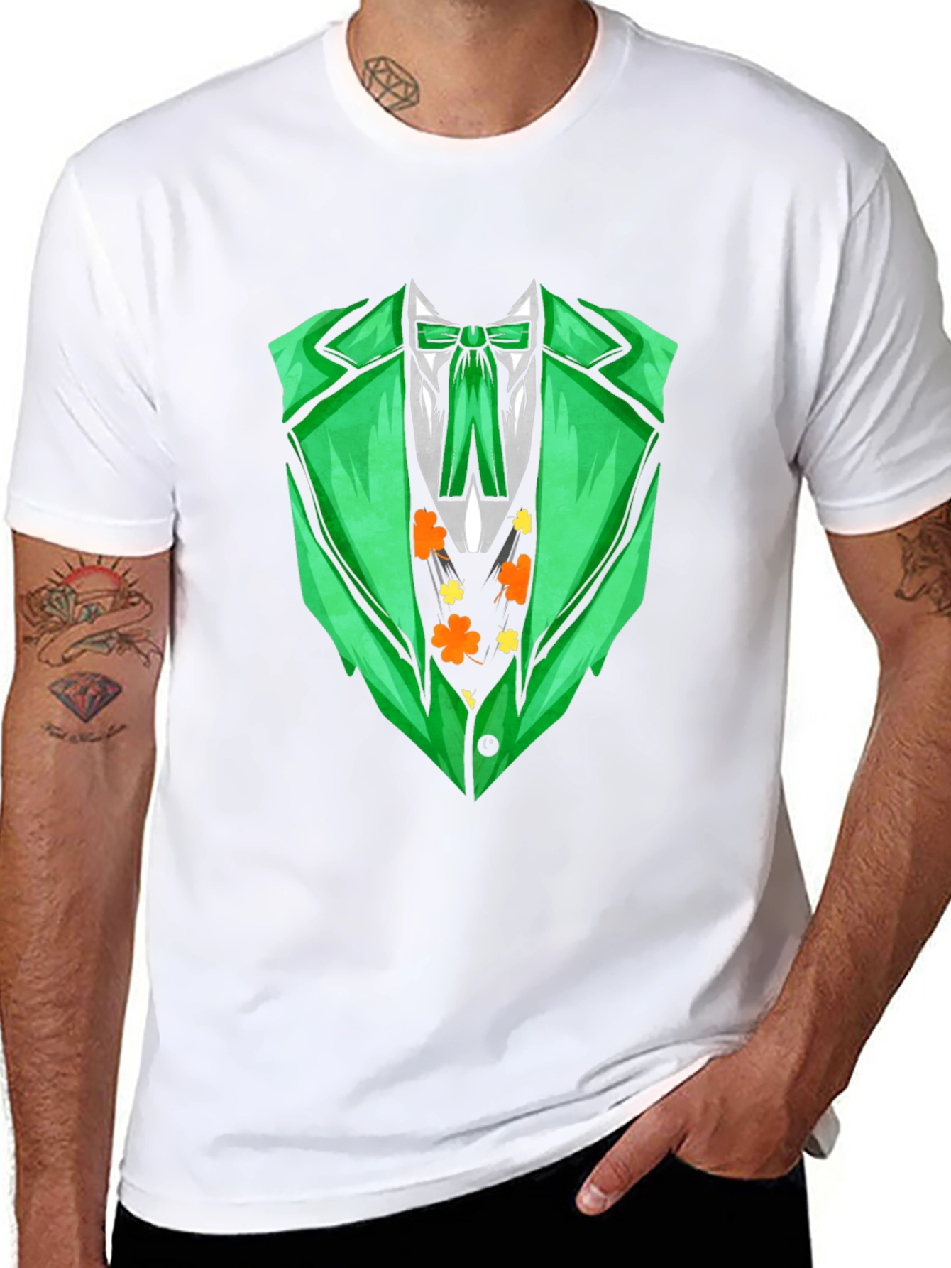 St. Patricks Day Green Suit Print T-Shirt