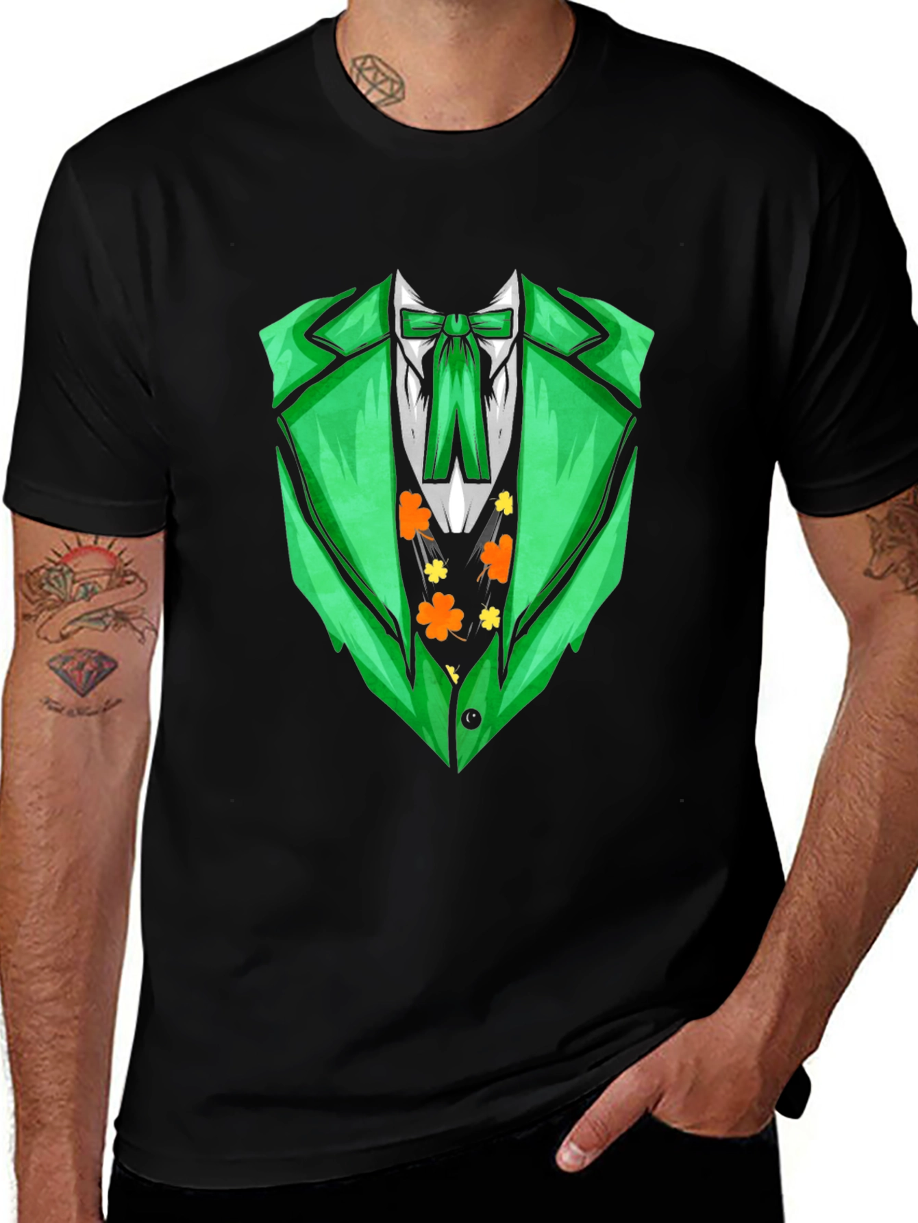 St. Patricks Day Green Suit Print T-Shirt