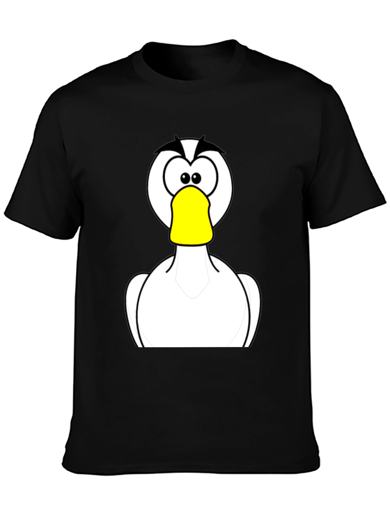 Cartoon Duck Graphic Black T-Shirt