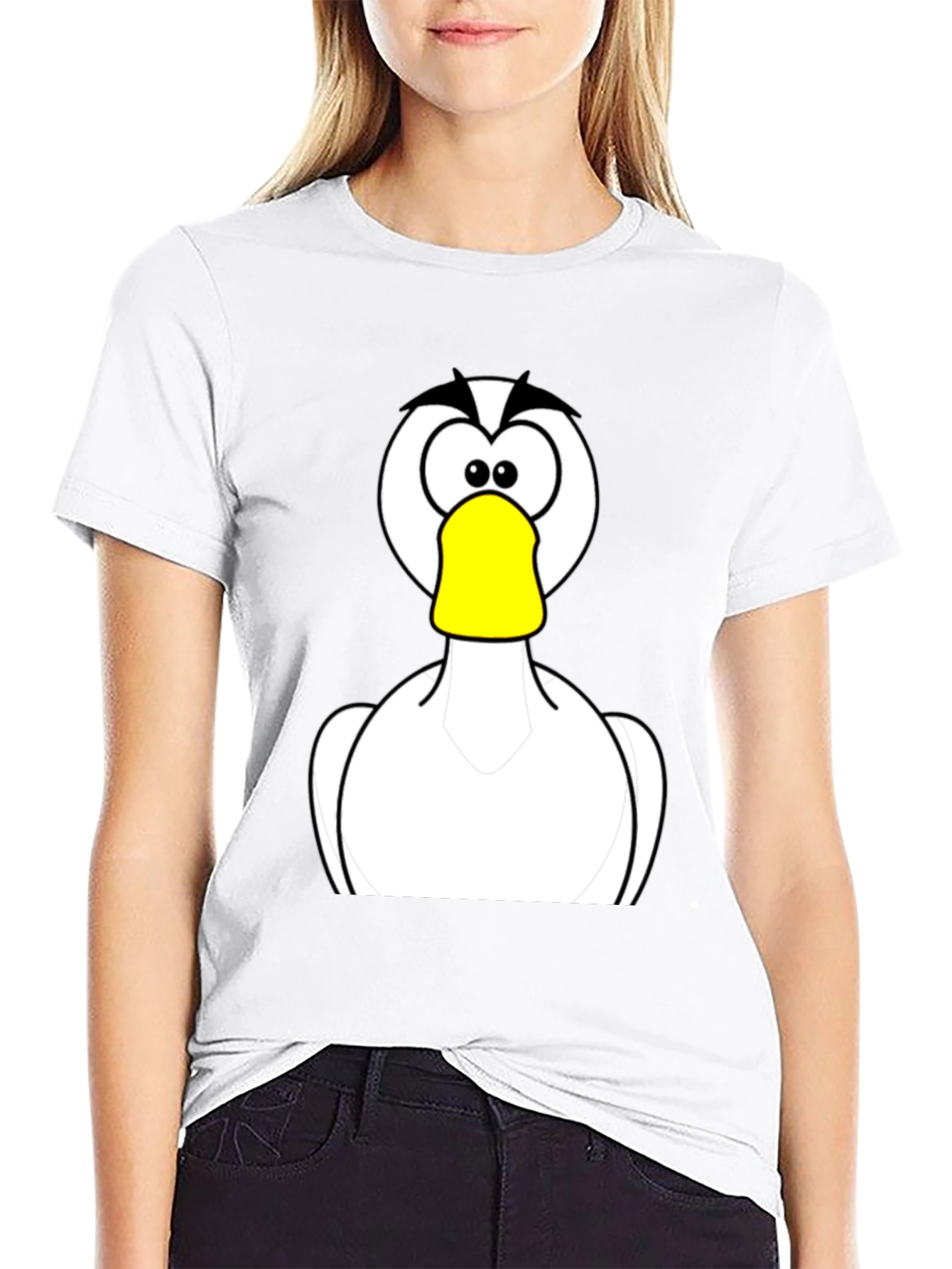 Cartoon Duck Graphic Black T-Shirt