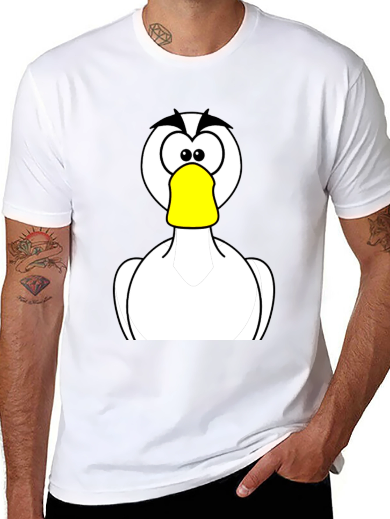Cartoon Duck Graphic Black T-Shirt