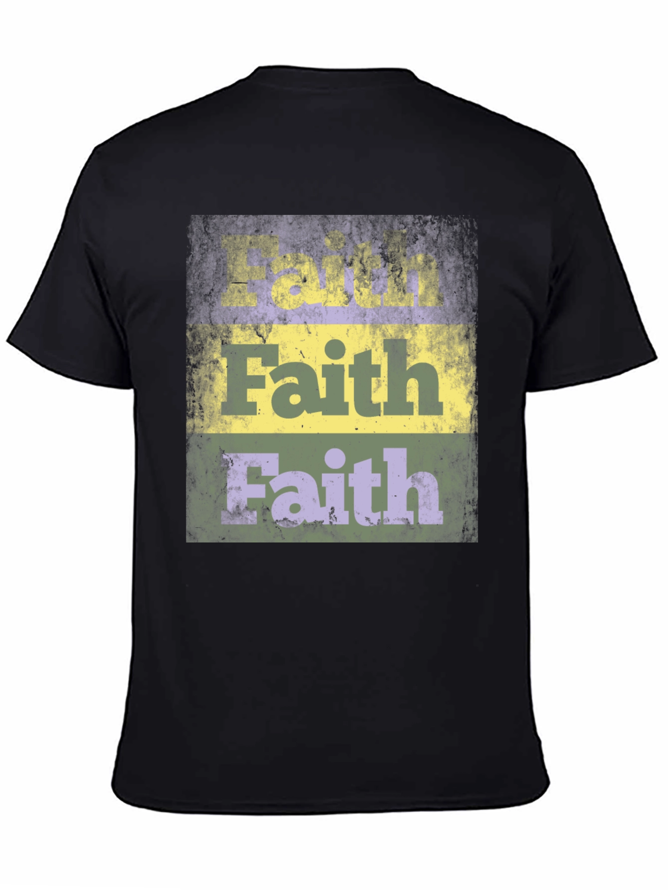 Faith Distressed Graphic Print Black T-Shirt