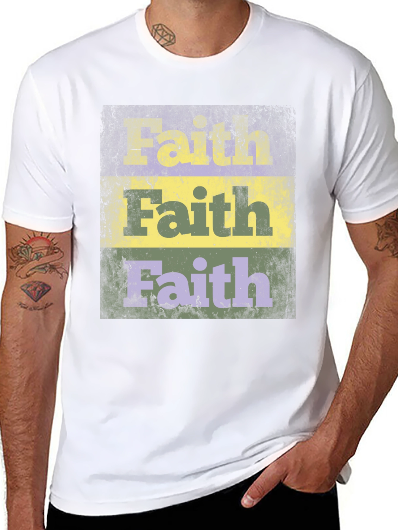 Faith Distressed Graphic Print Black T-Shirt