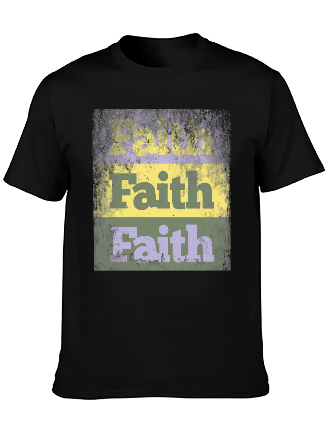 Faith Distressed Graphic Print Black T-Shirt