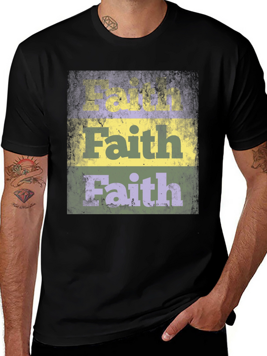 Faith Distressed Graphic Print Black T-Shirt