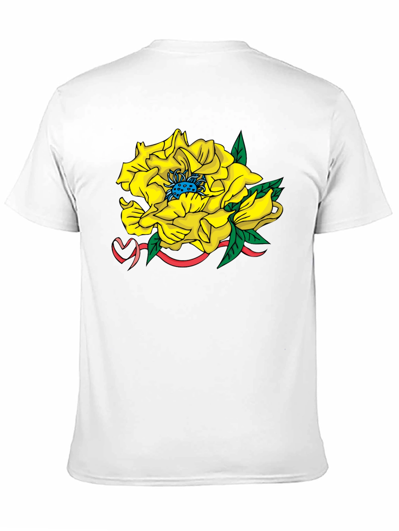 Yellow Flower Graphic Black T-Shirt