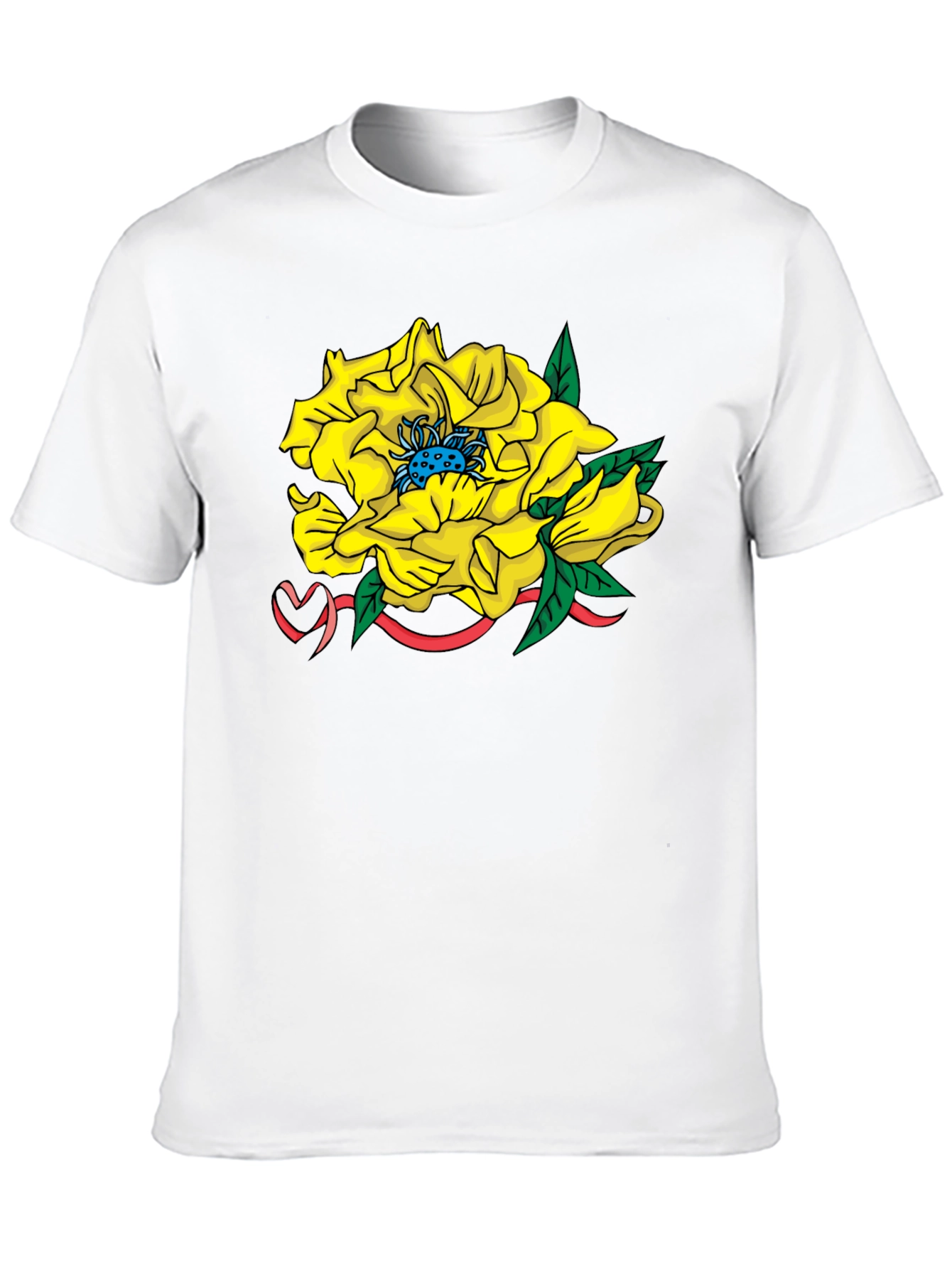 Yellow Flower Graphic Black T-Shirt