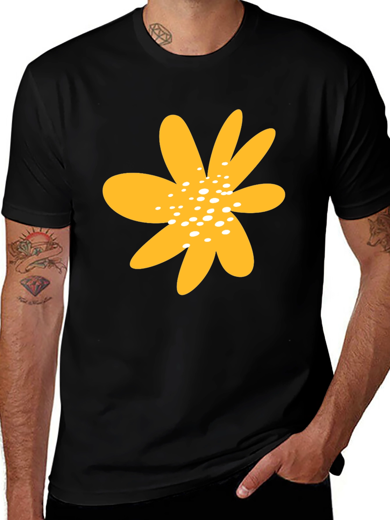 Bold Floral Graphic Black T-Shirt