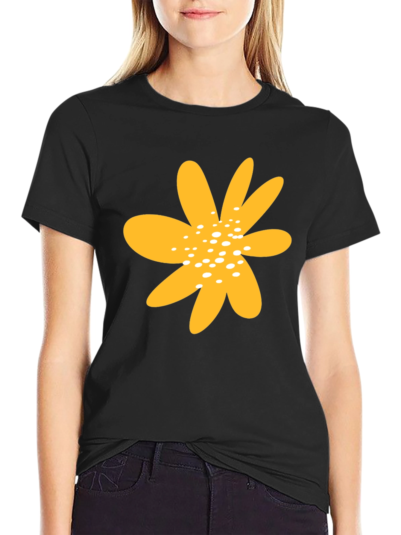 Bold Floral Graphic Black T-Shirt