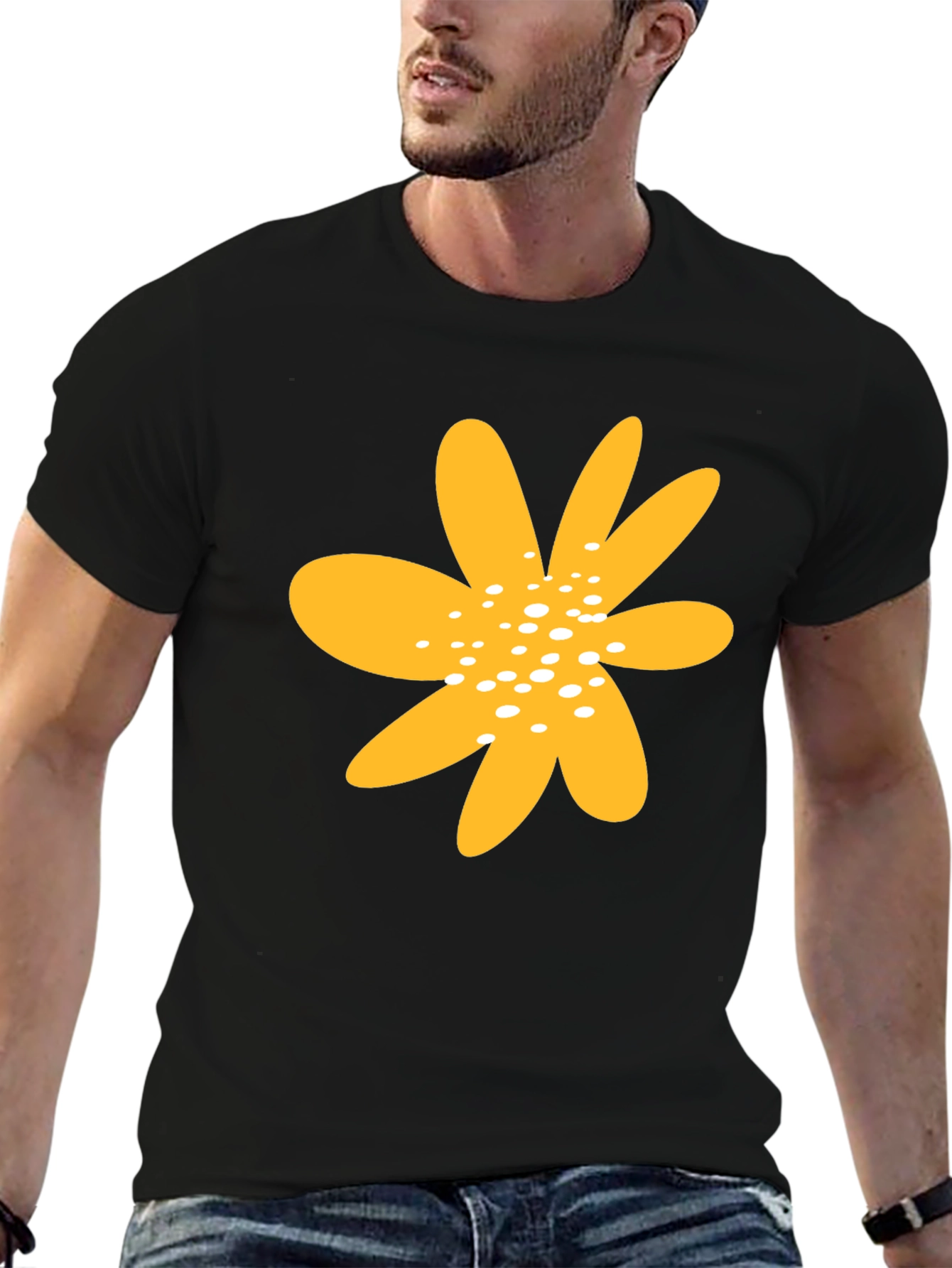 Bold Floral Graphic Black T-Shirt