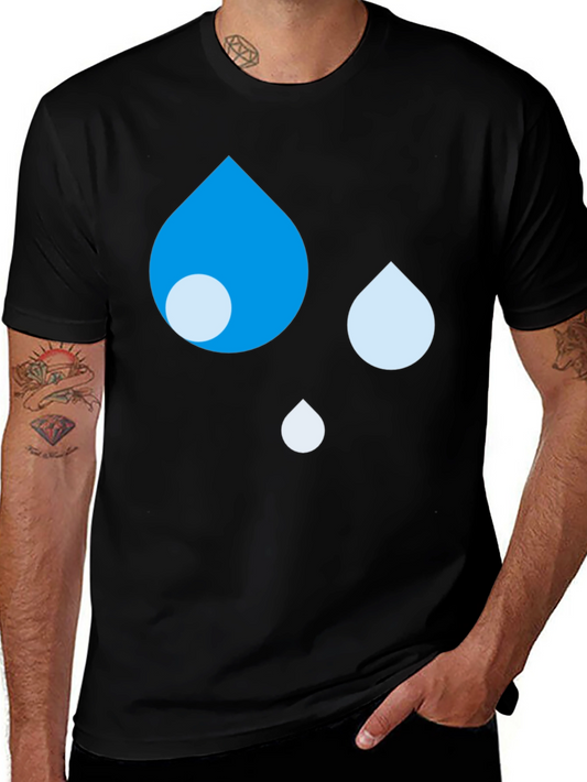 Blue Raindrop Graphic Black T-Shirt