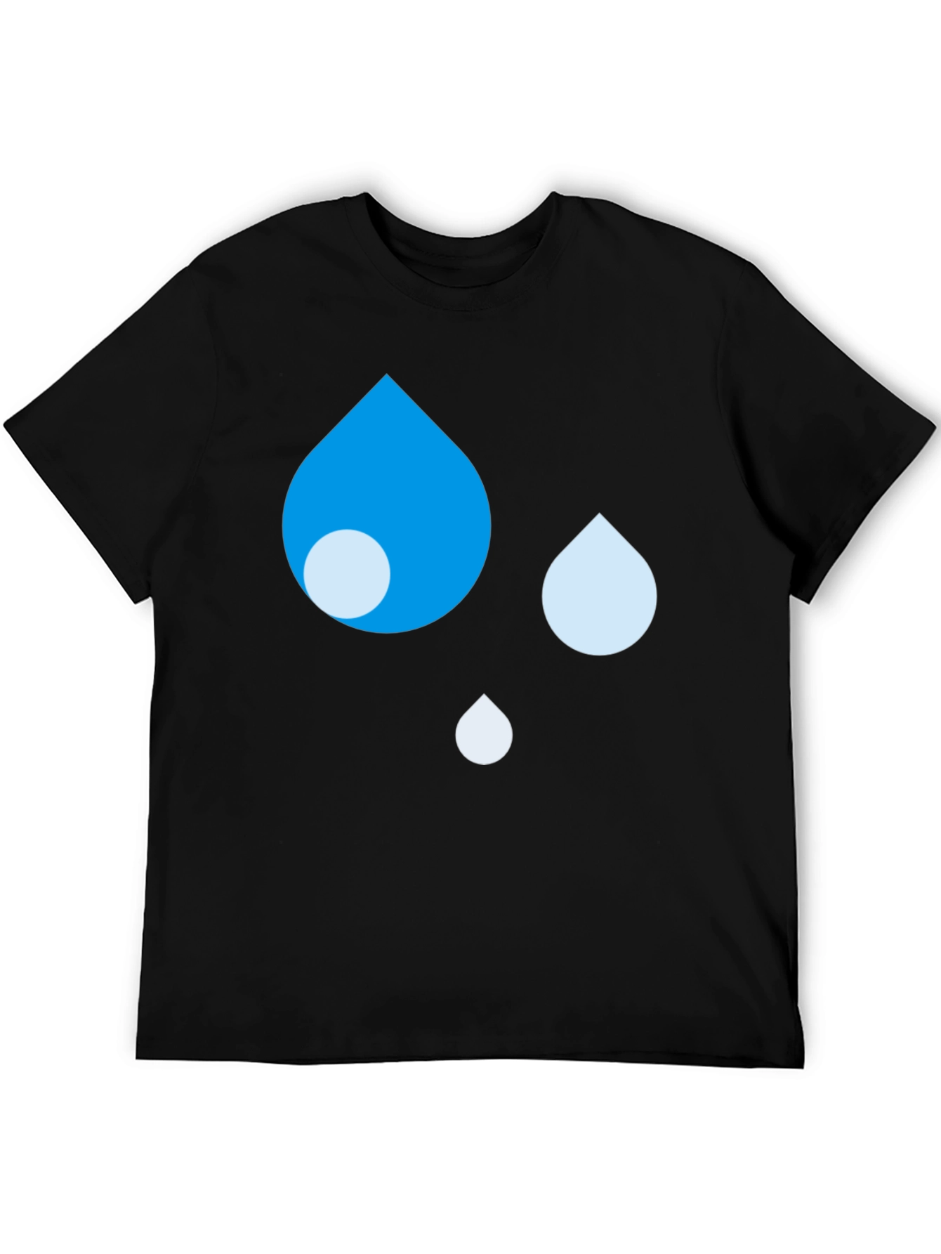 Blue Raindrop Graphic Black T-Shirt
