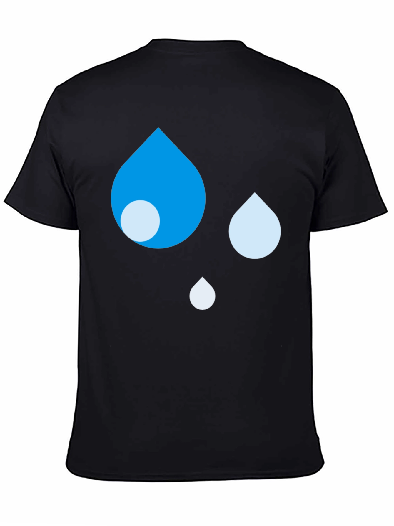 Blue Raindrop Graphic Black T-Shirt