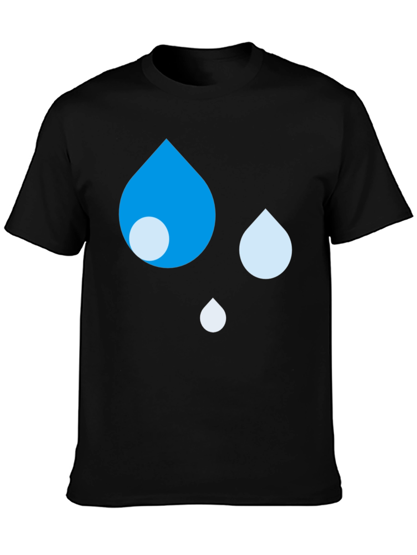 Blue Raindrop Graphic Black T-Shirt