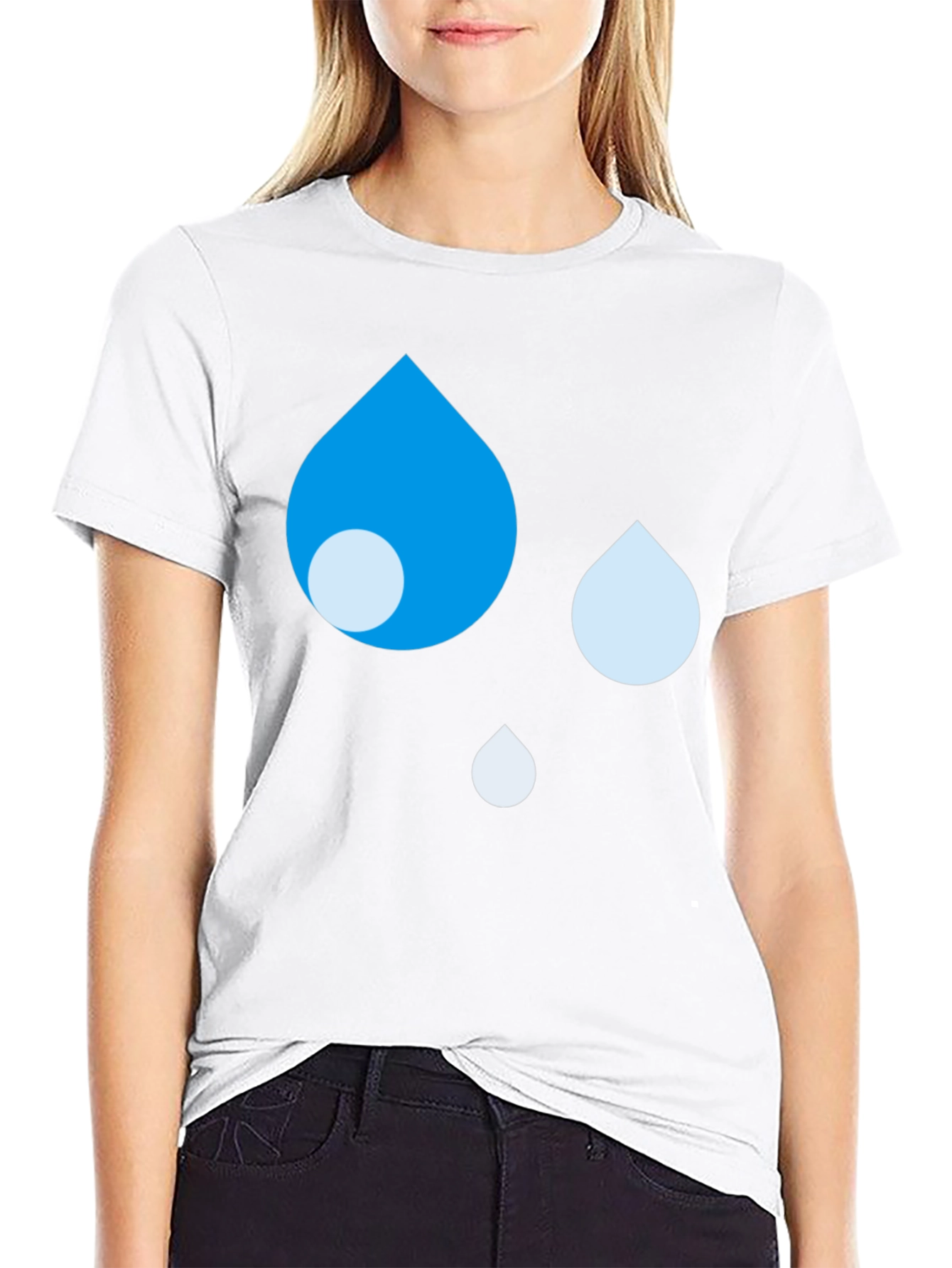Blue Raindrop Graphic Black T-Shirt