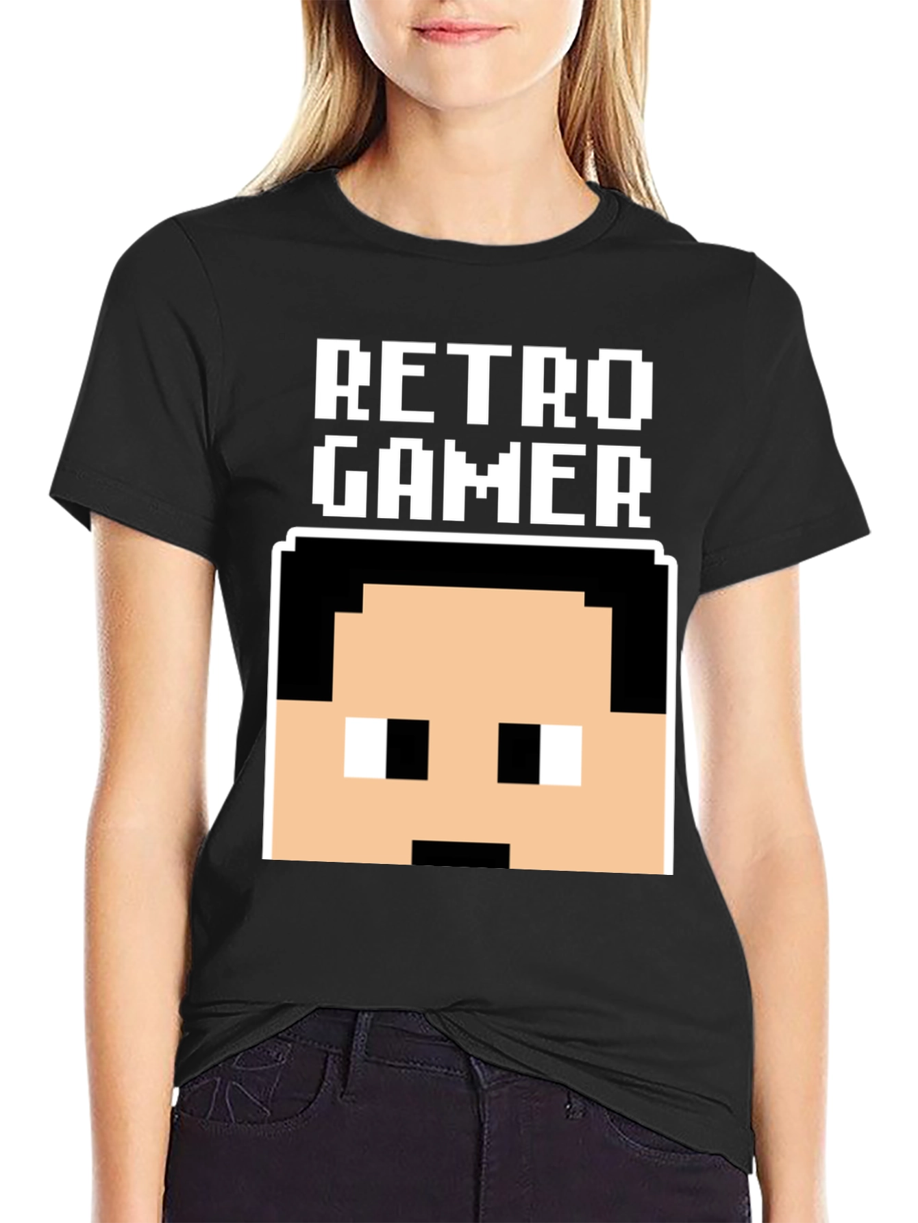 Retro Gamer Pixel Art Black T-Shirt
