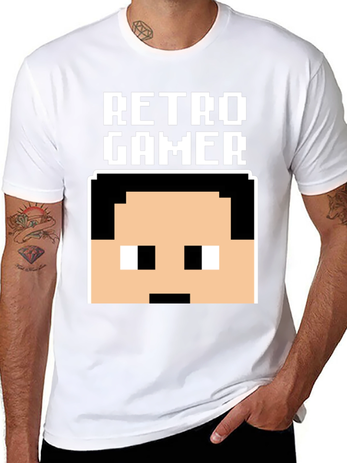 Retro Gamer Pixel Art Black T-Shirt
