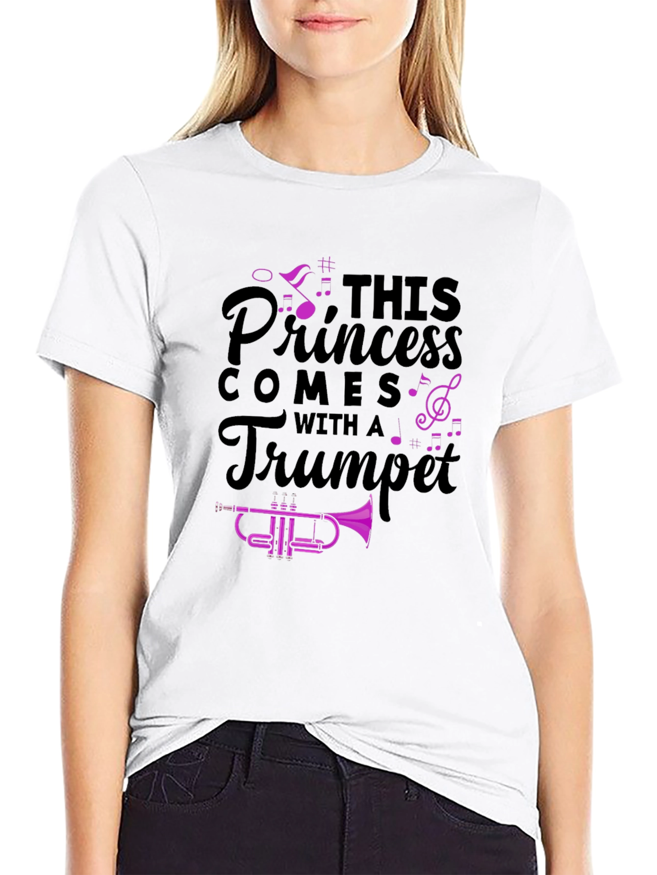 Princess Trumpet Player Black T-Shirt