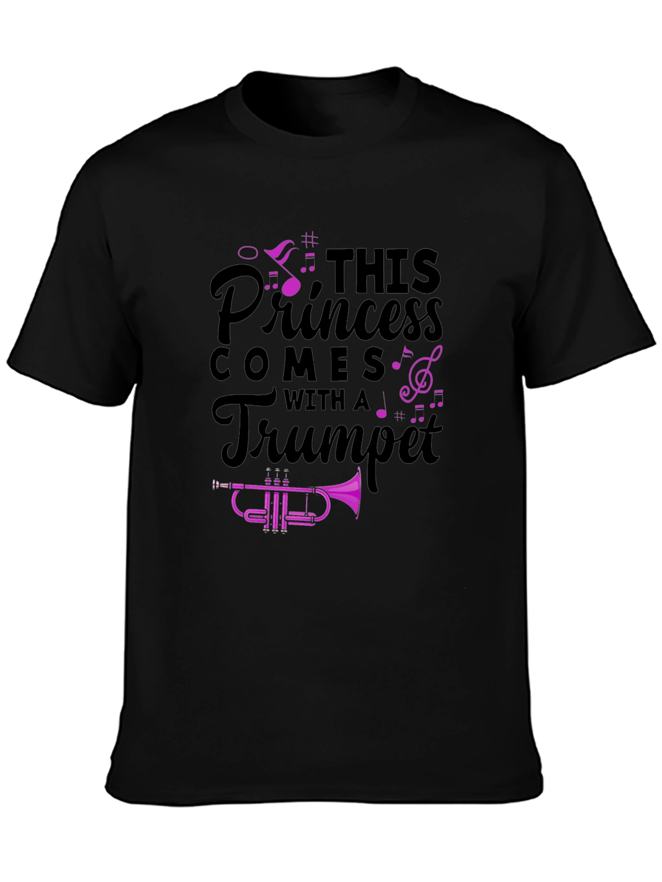 Princess Trumpet Player Black T-Shirt