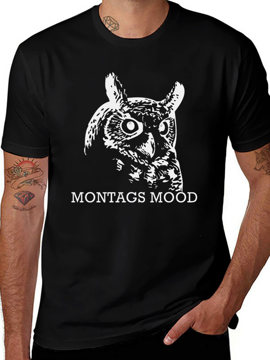 Mens Black Owl Montags Mood Graphic Tee