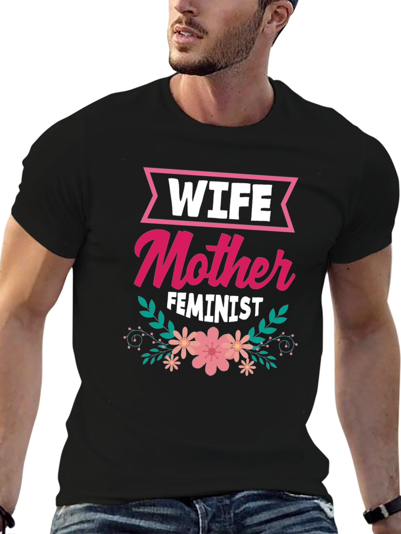 Wife Mother Feminist Floral Graphic T-Shirt