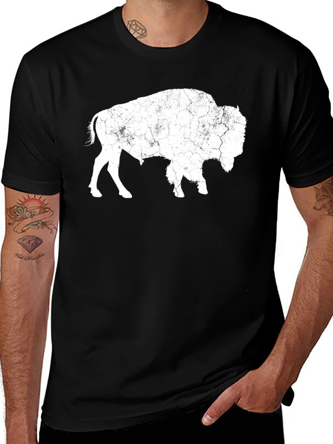 Bison Graphic Tee - Distressed Print