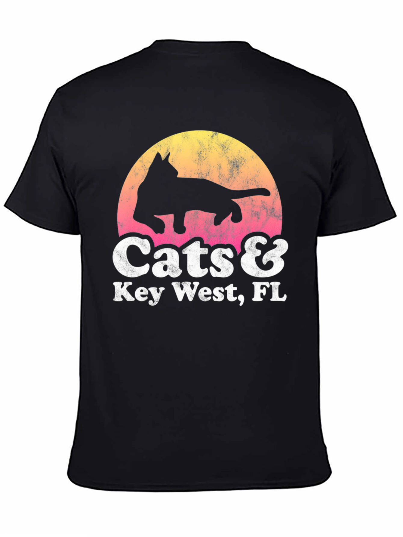 Cats & Key West FL Black Graphic T-Shirt