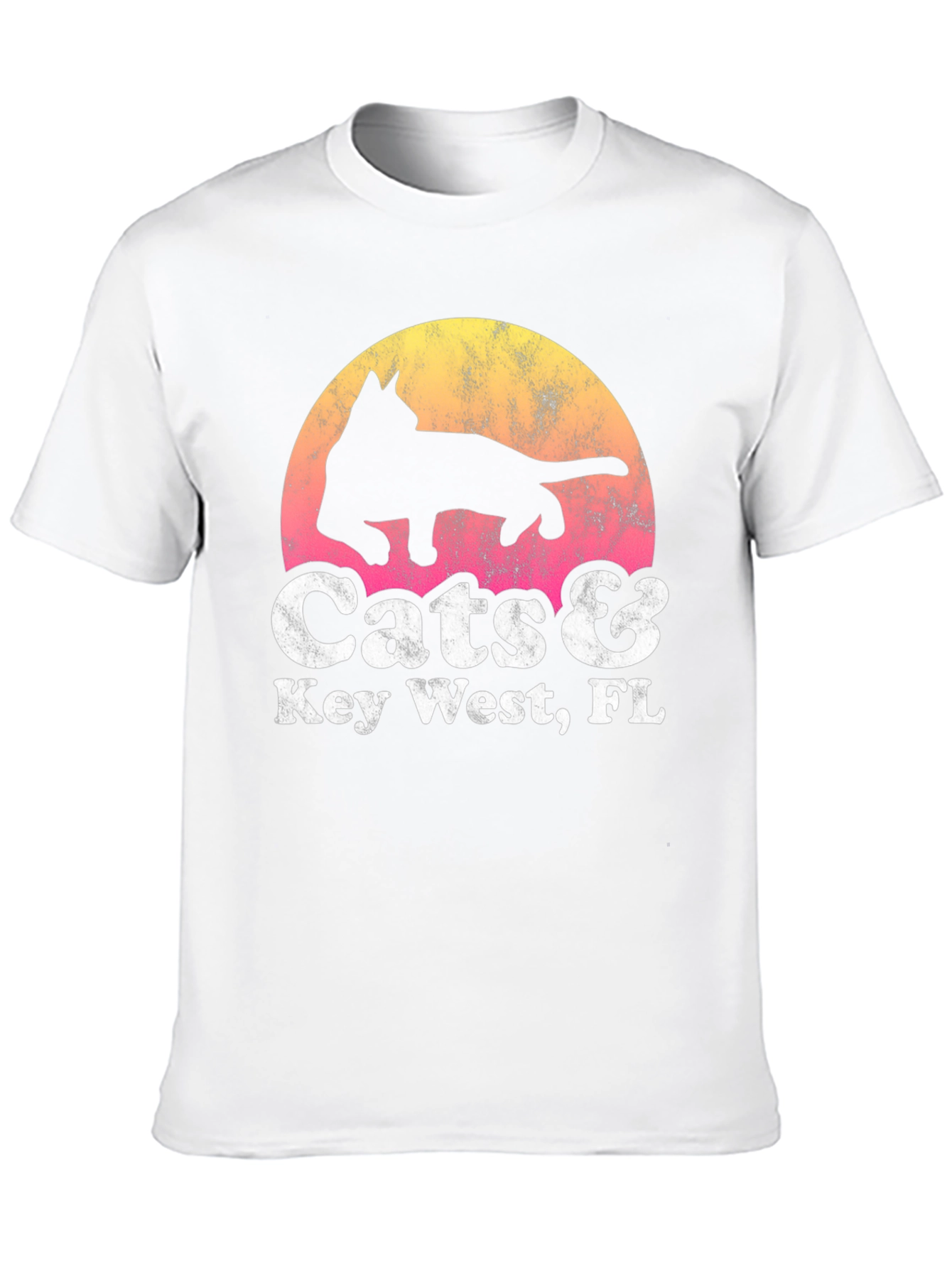 Cats & Key West FL Black Graphic T-Shirt