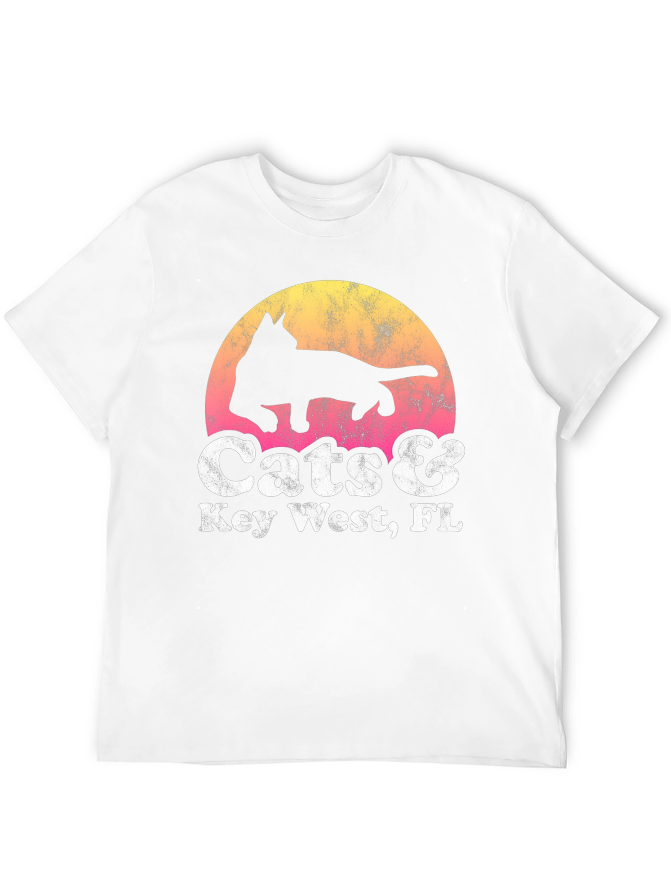 Cats & Key West FL Black Graphic T-Shirt