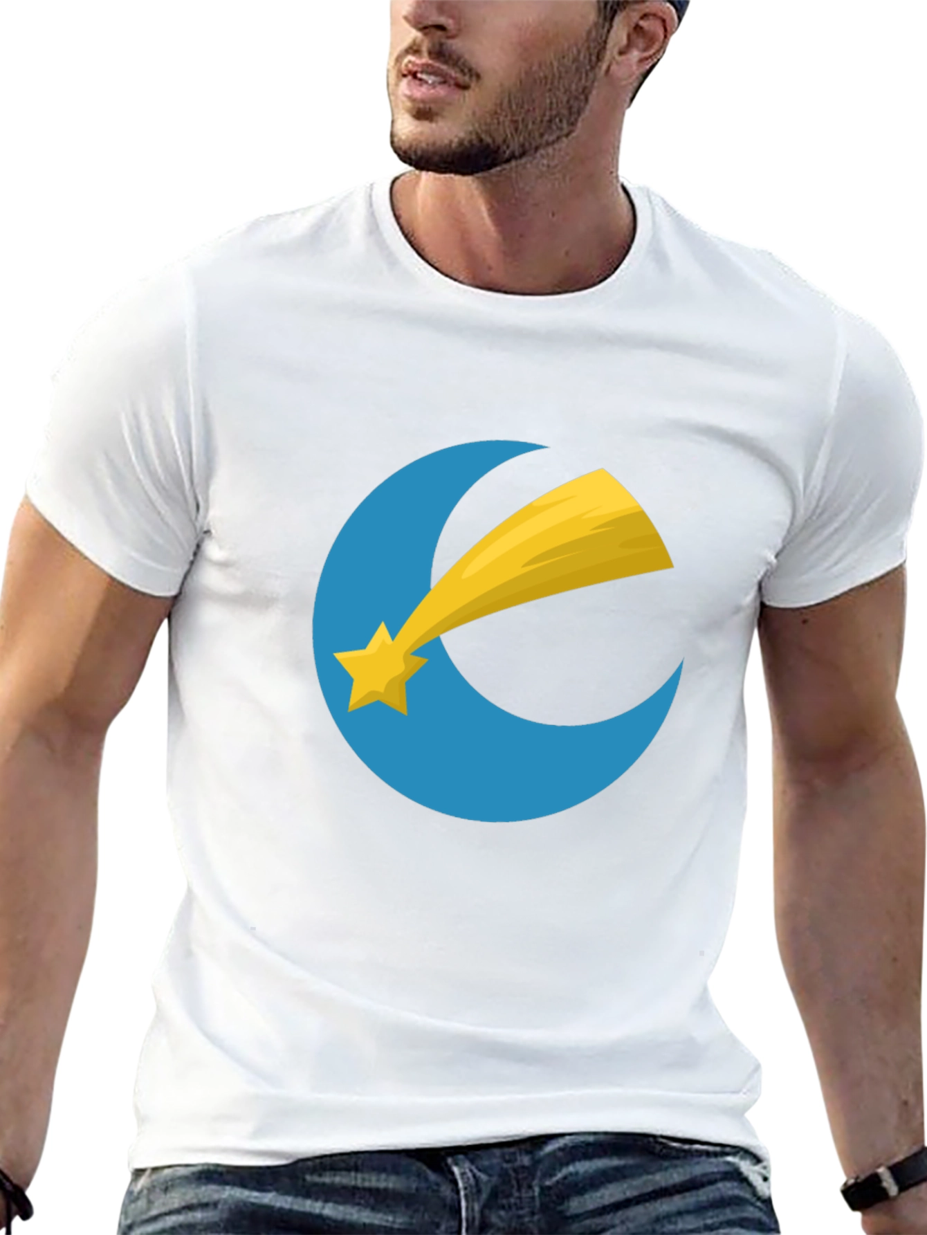 Stylish Black T-Shirt with Moon and Star Design