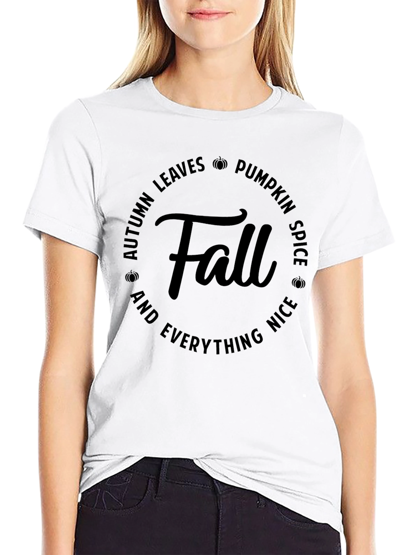 Fall T-Shirt: Autumn Leaves & Pumpkin Spice Design