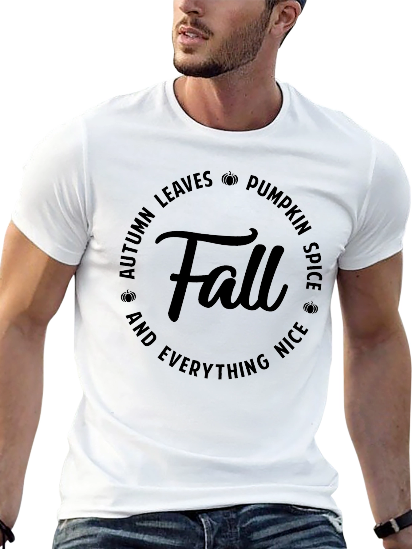 Fall T-Shirt: Autumn Leaves & Pumpkin Spice Design