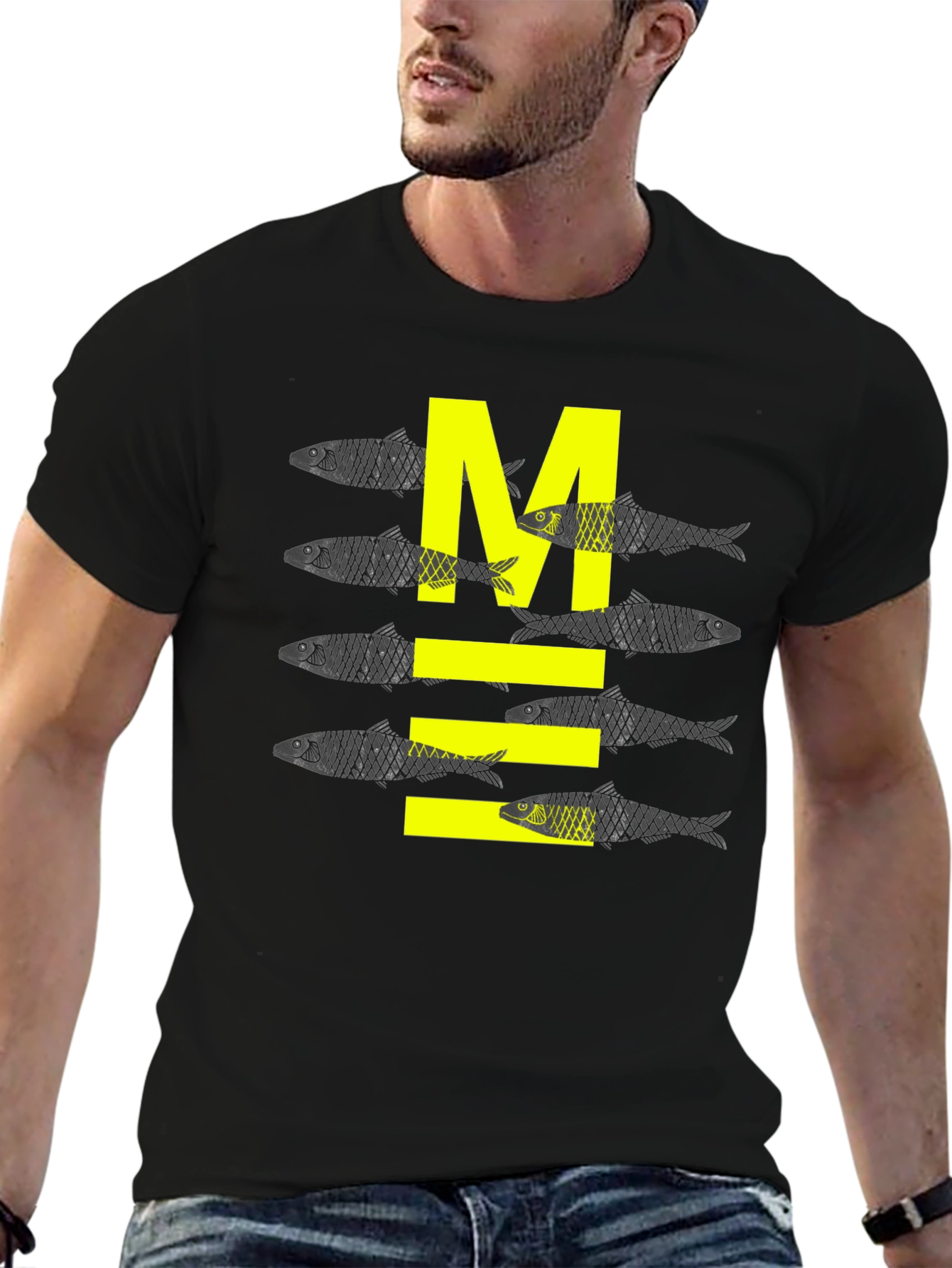 Sardine M Graphic Tee - Black Cotton Comfort