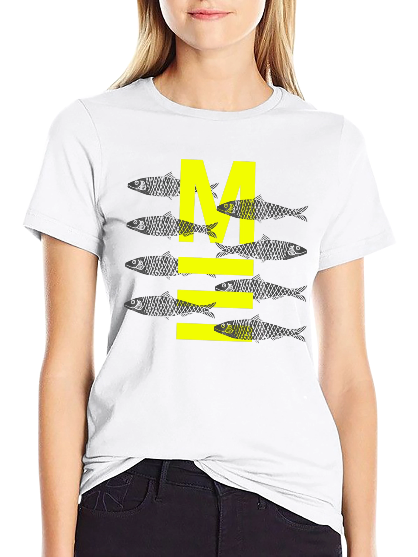 Sardine M Graphic Tee - Black Cotton Comfort