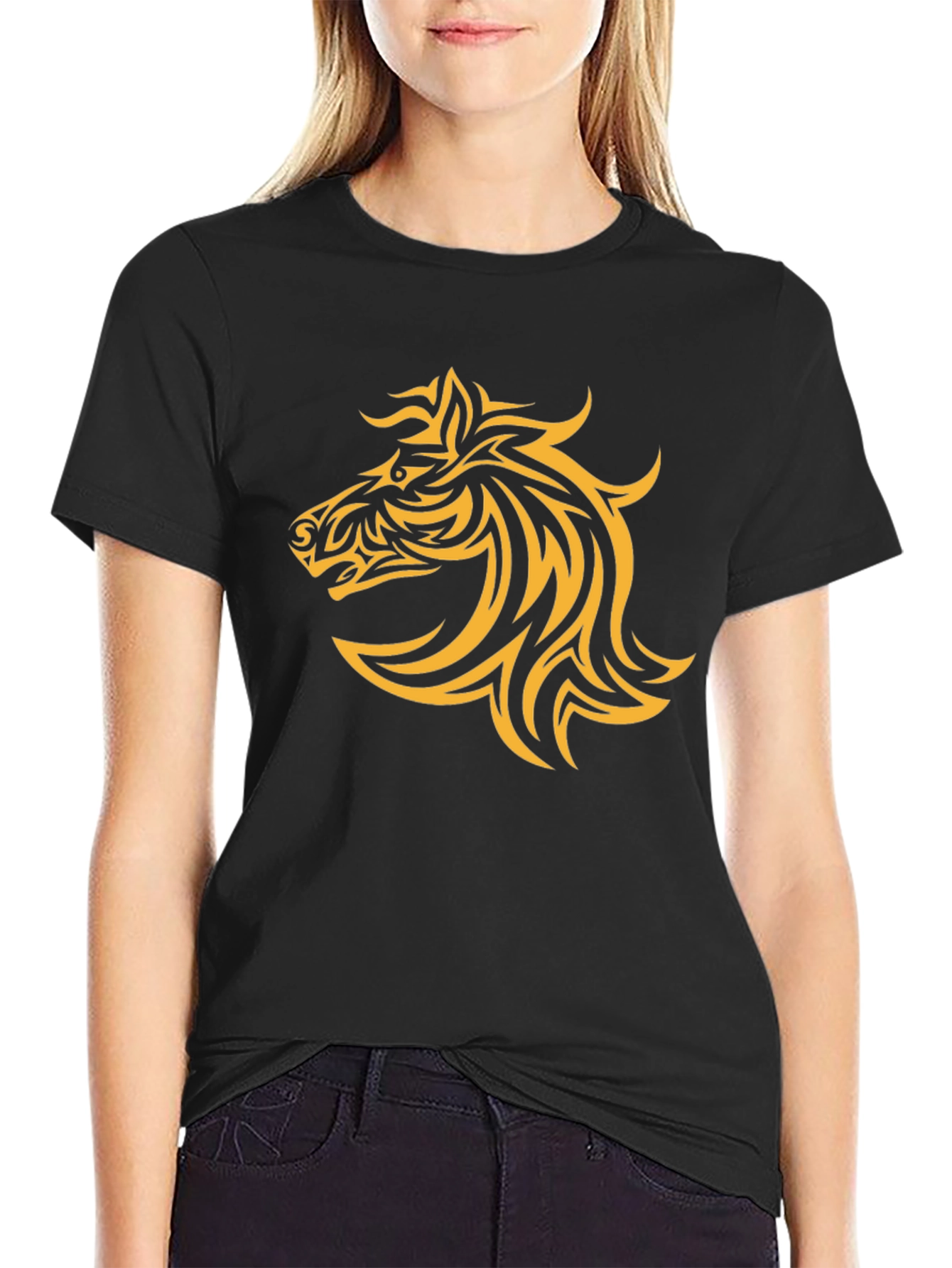 Tribal Horse Graphic Black T-Shirt