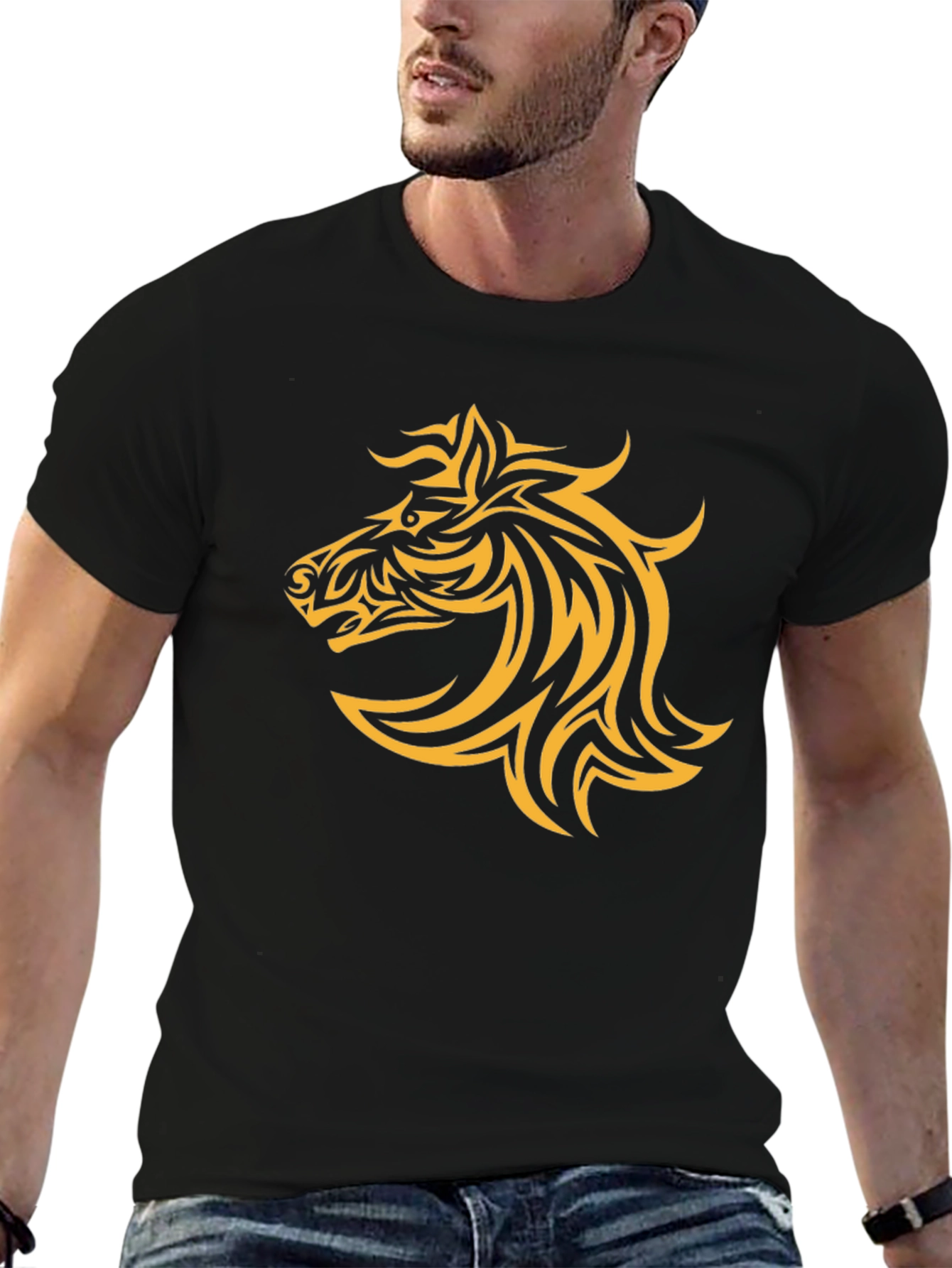 Tribal Horse Graphic Black T-Shirt