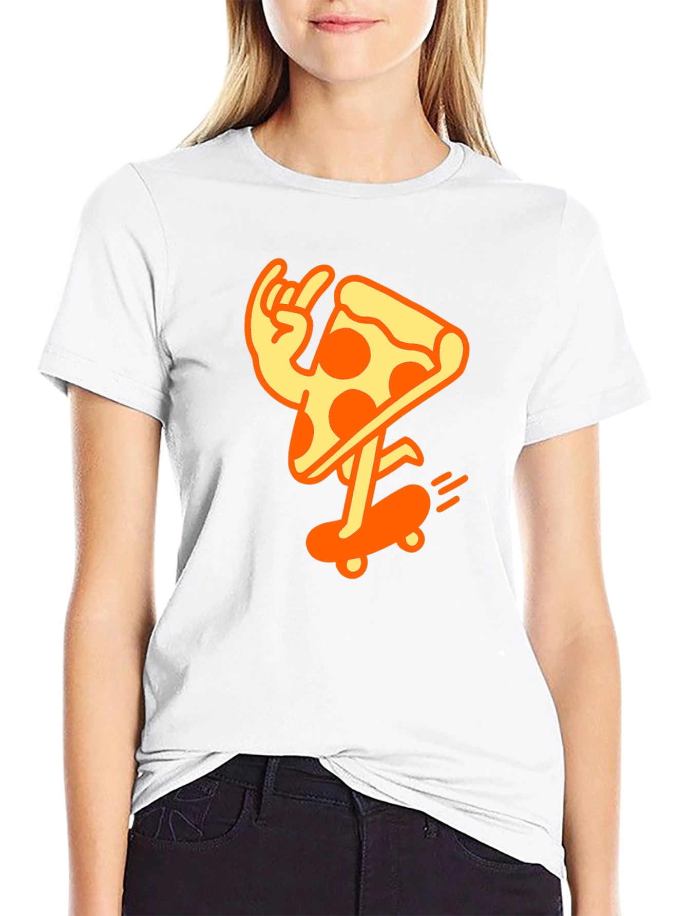 Cool Pizza Skater Graphic T-Shirt - Black Cotton Tee