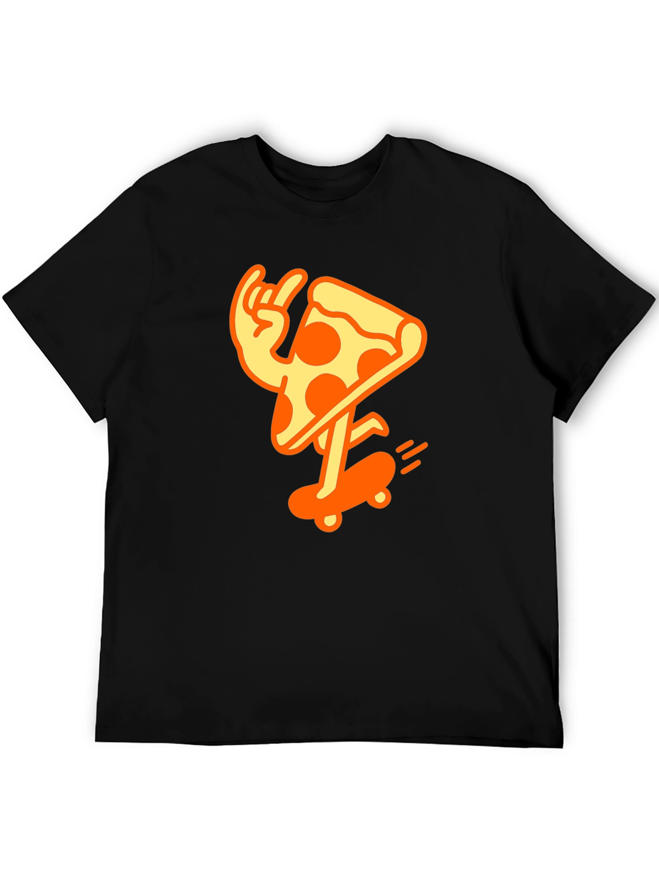 Cool Pizza Skater Graphic T-Shirt - Black Cotton Tee