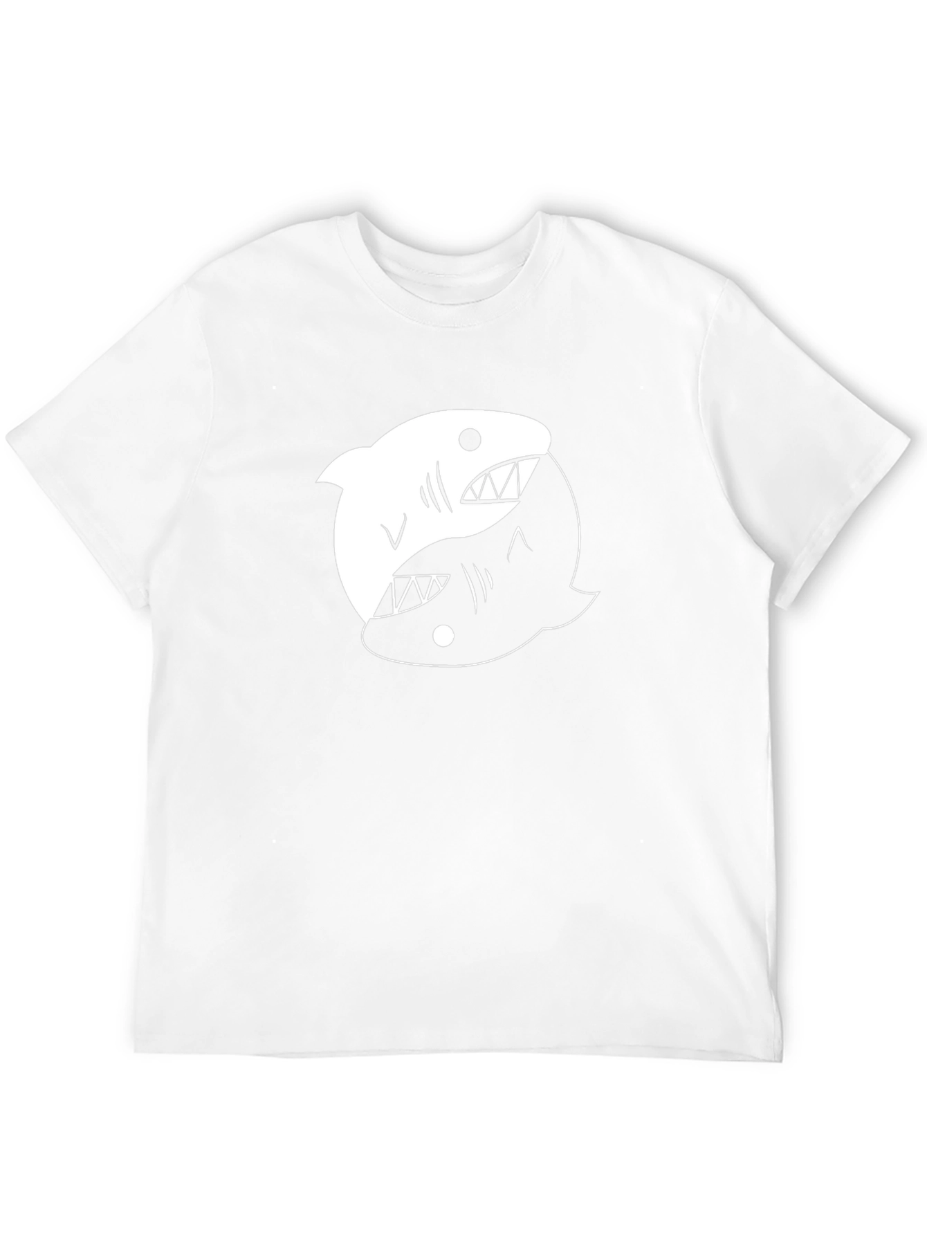 Yin Yang Shark Graphic Tee - Black Cotton T-Shirt