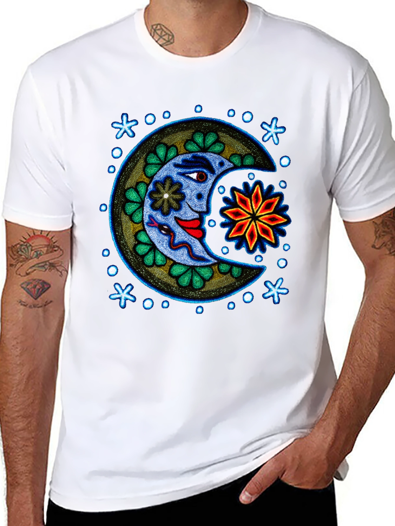 Moon Face Graphic Tee - Black Cotton T-Shirt