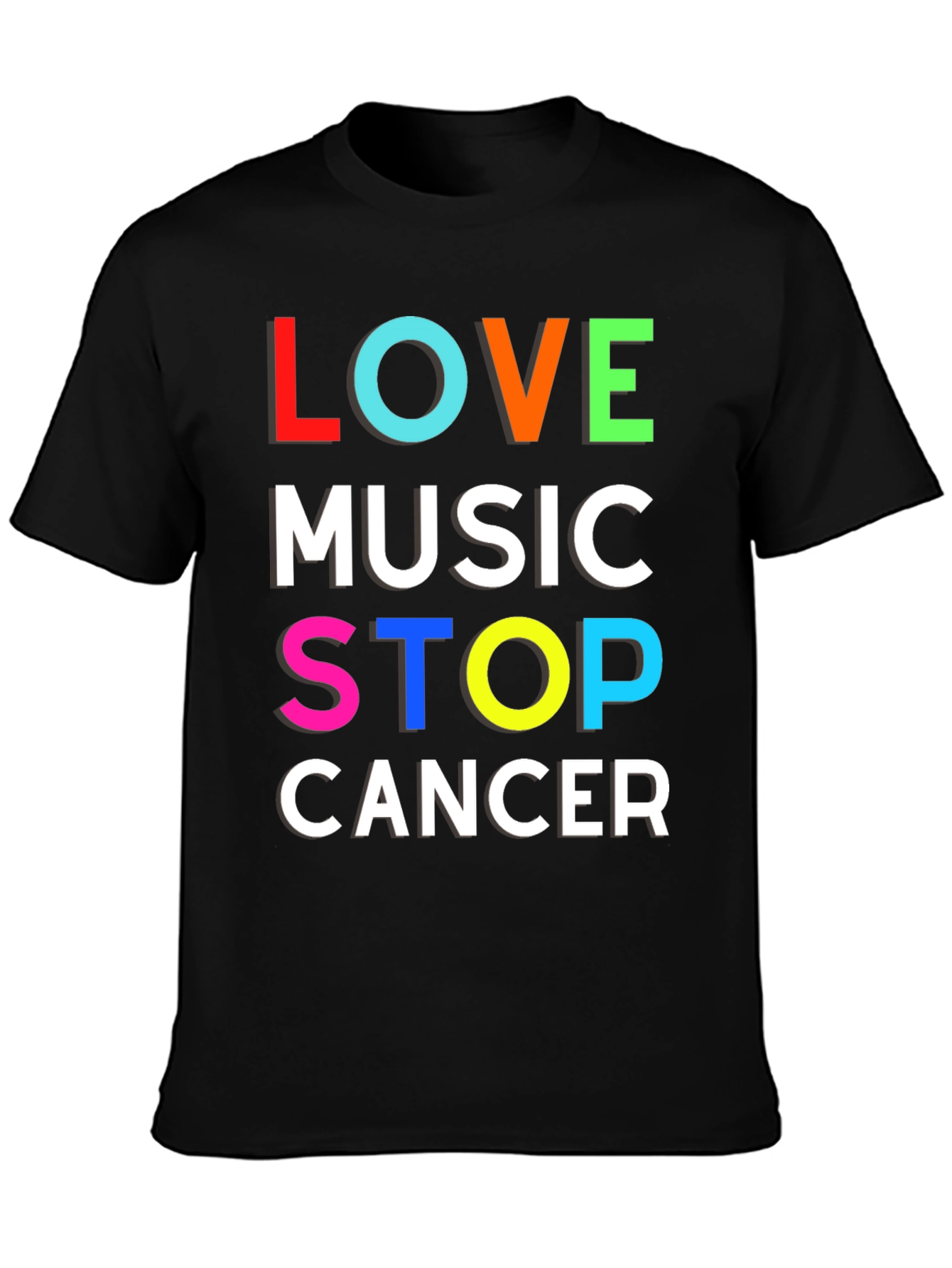 Love Music Stop Cancer Graphic T-Shirt