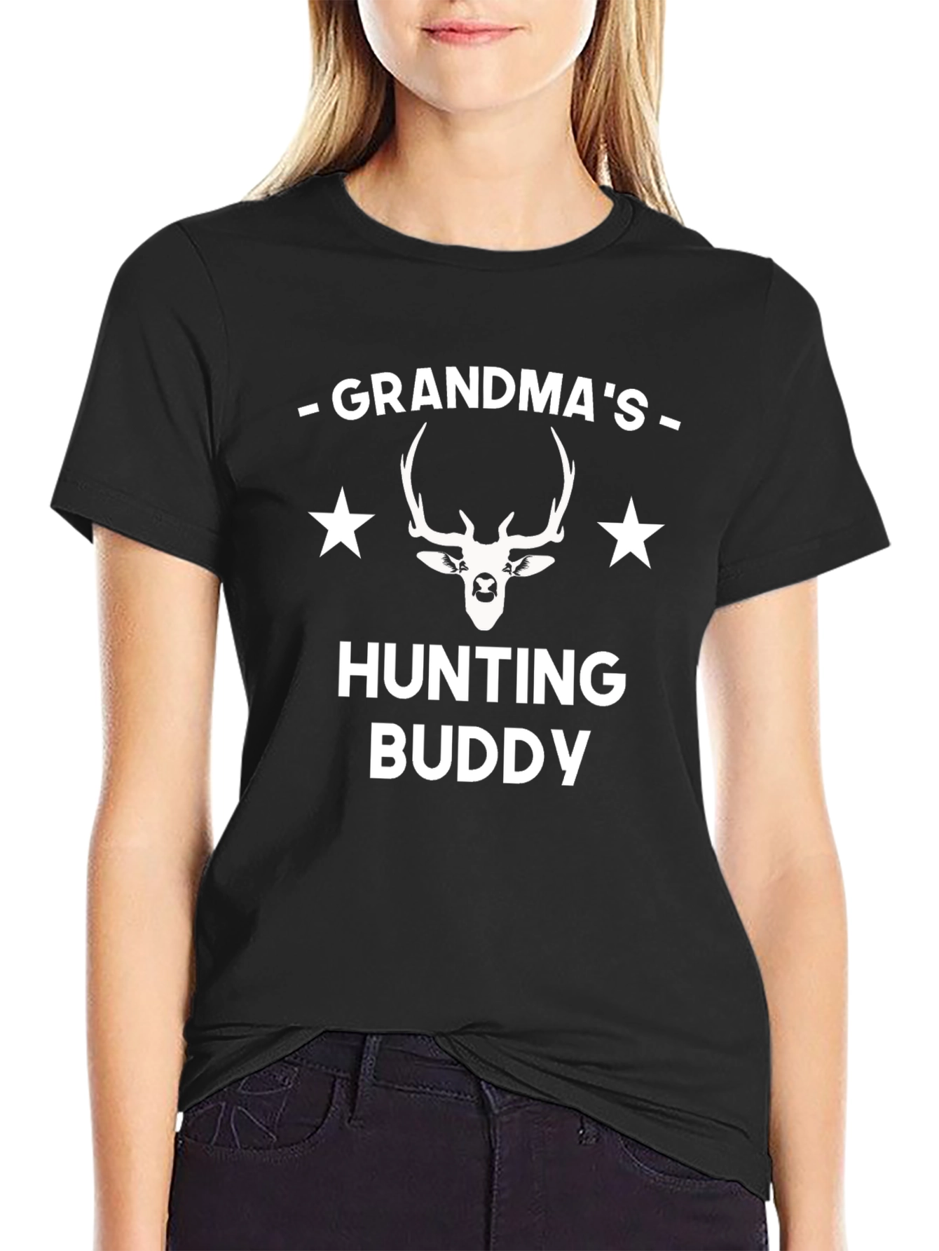 Grandmas Hunting Buddy T-Shirt Deer Antler Star Tee