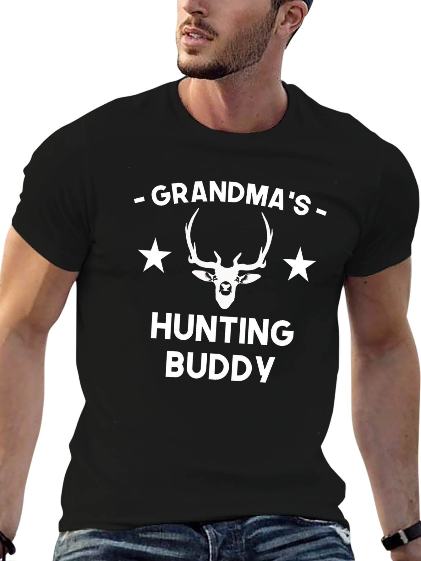 Grandmas Hunting Buddy T-Shirt Deer Antler Star Tee
