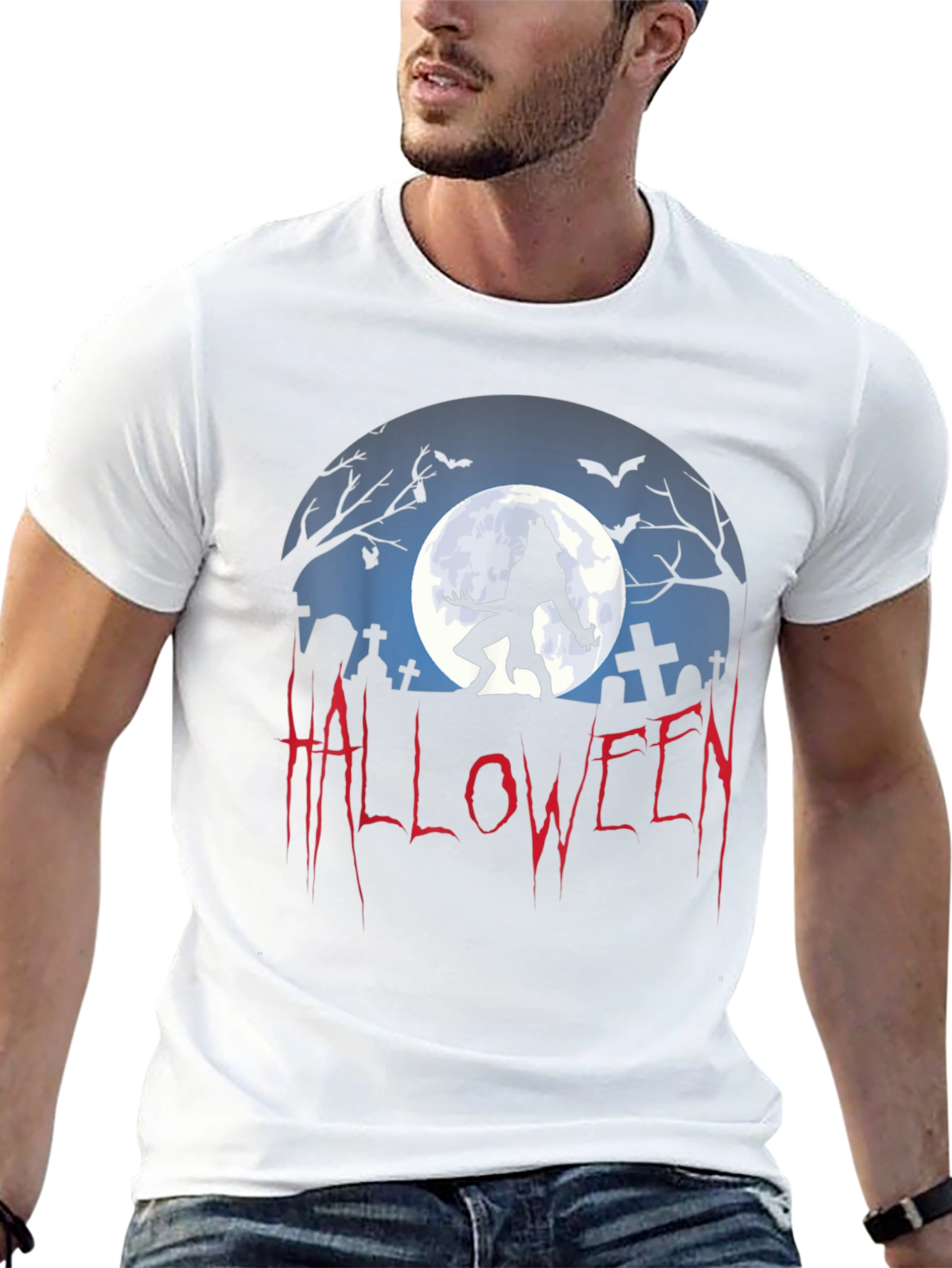 Halloween Werewolf Graphic Tee - Spooky Season Shirt