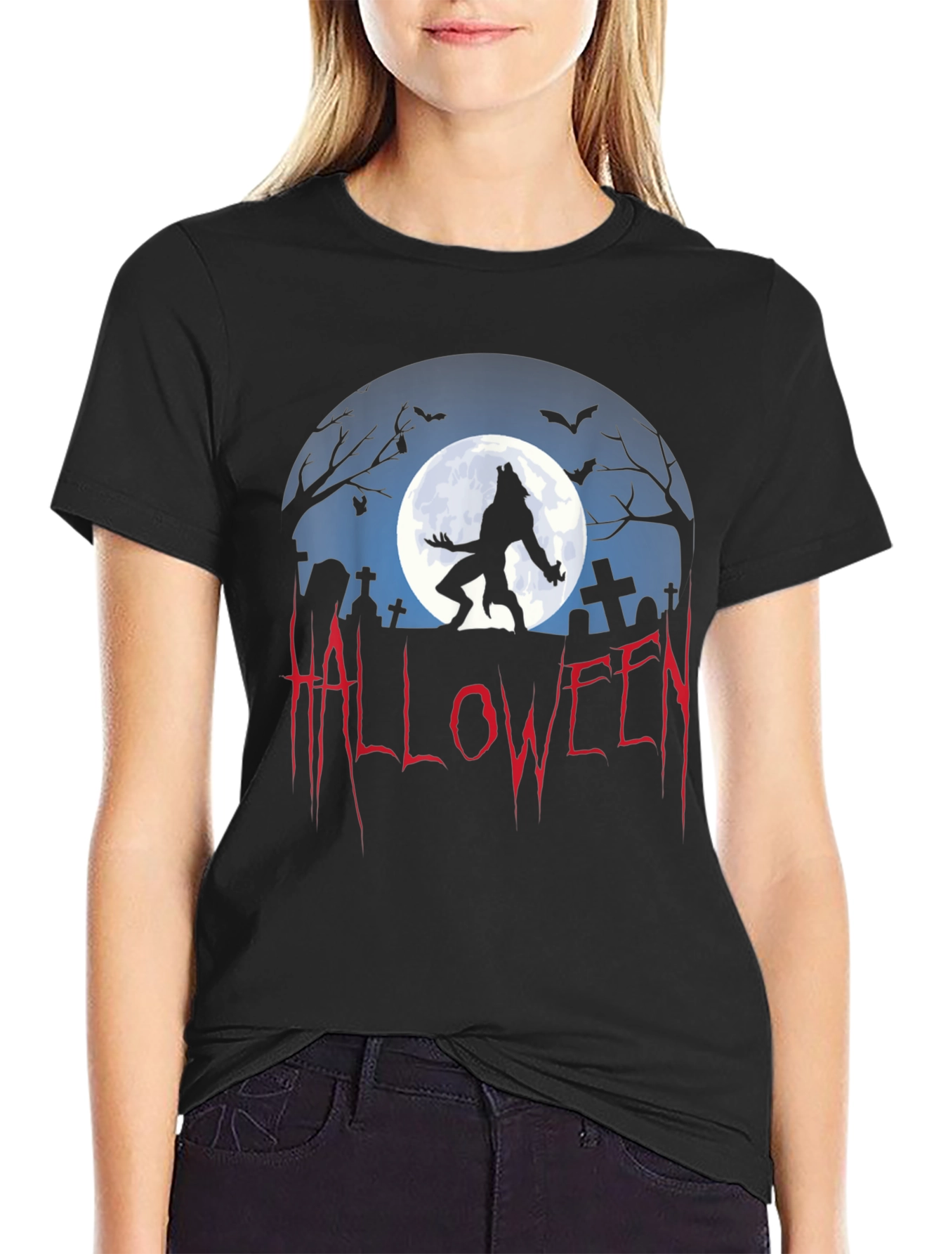 Halloween Werewolf Graphic Tee - Spooky Season Shirt