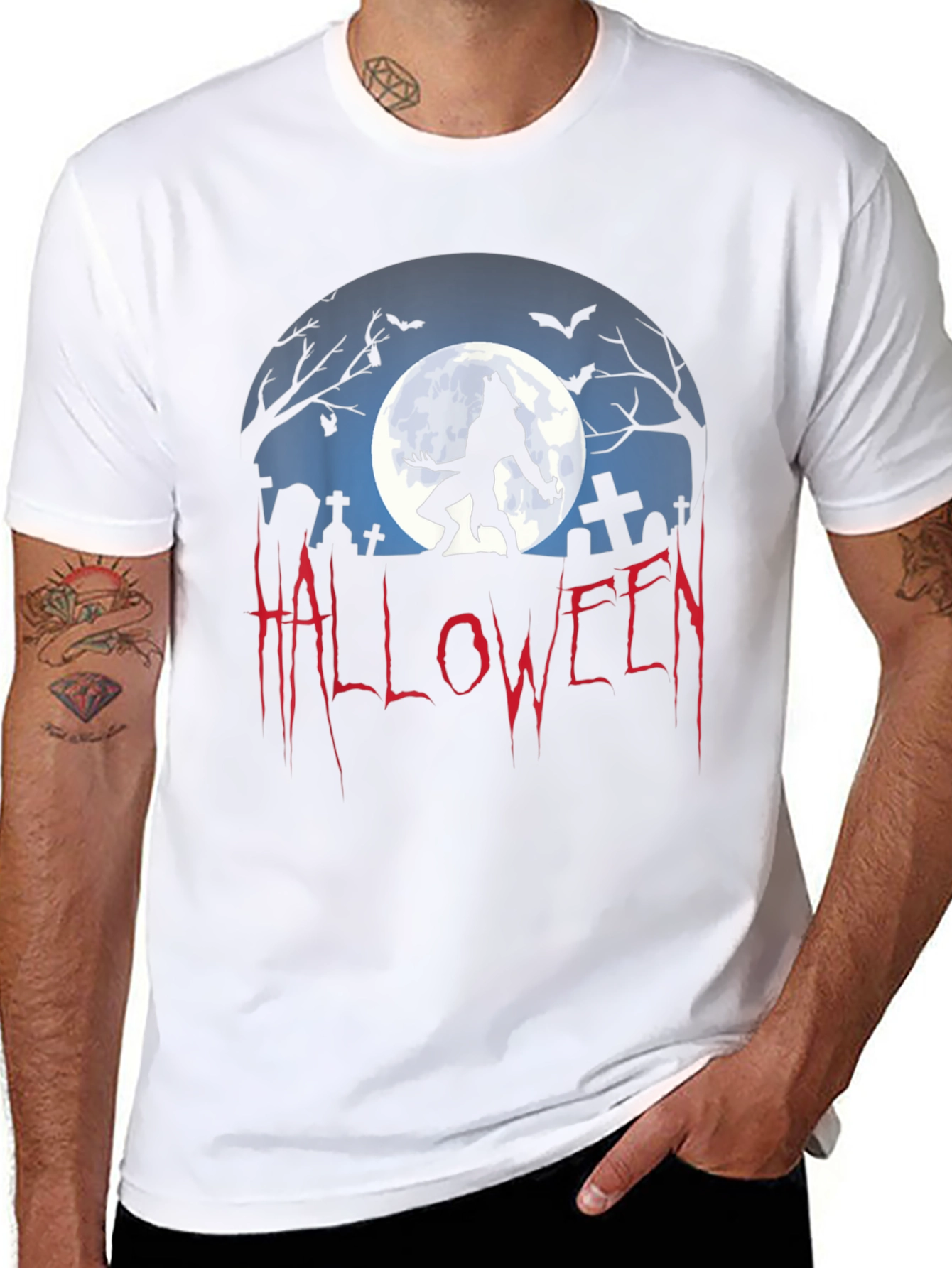 Halloween Werewolf Graphic Tee - Spooky Season Shirt