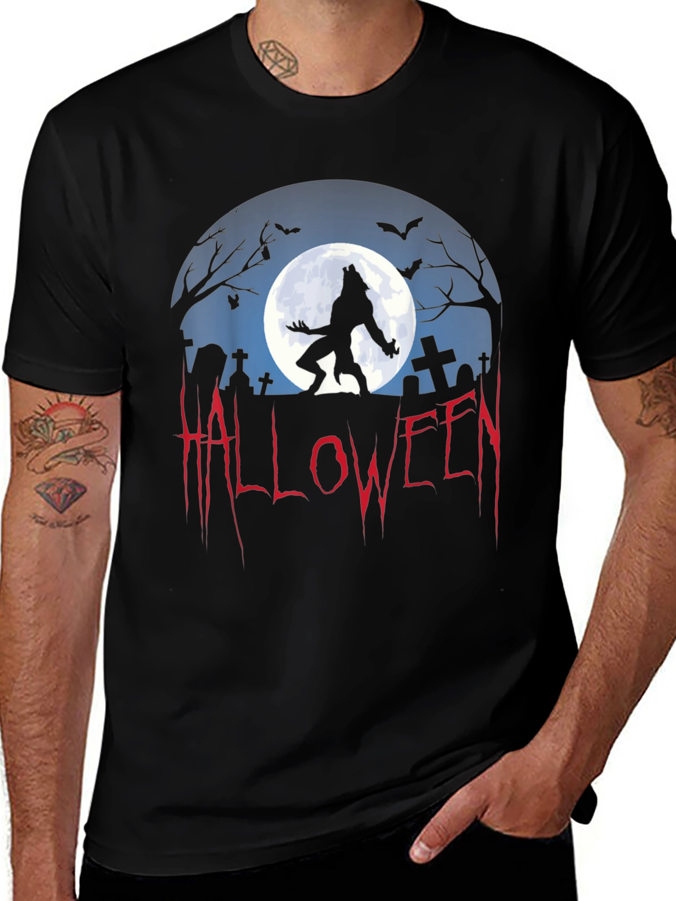 Halloween Werewolf Graphic Tee - Spooky Season Shirt